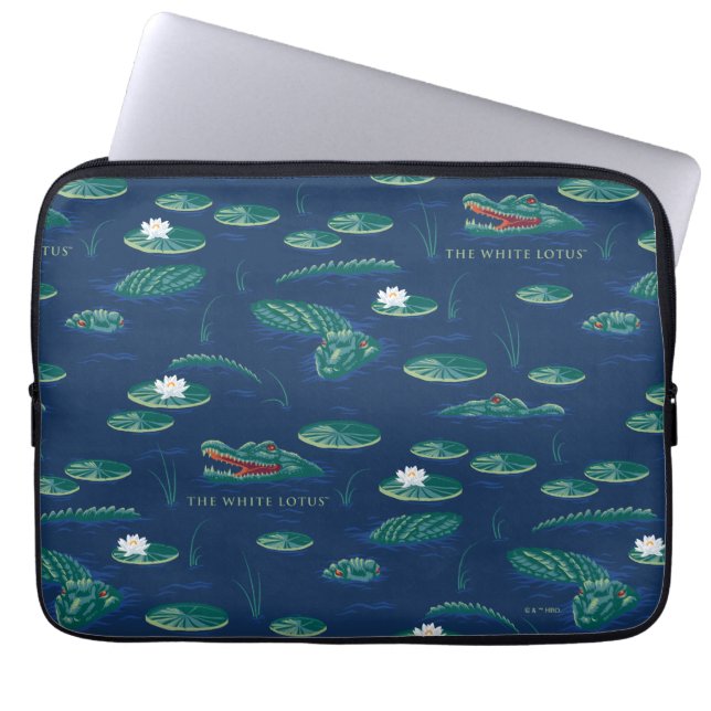 The White Lotus Alligator Lagoon Pattern Laptop Sleeve (Front)