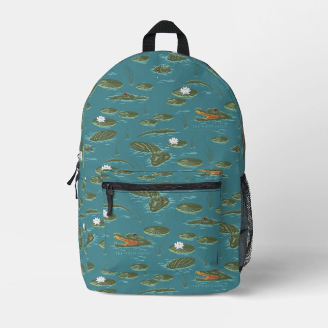The White Lotus Alligator Waters Pattern Printed Backpack (Front)