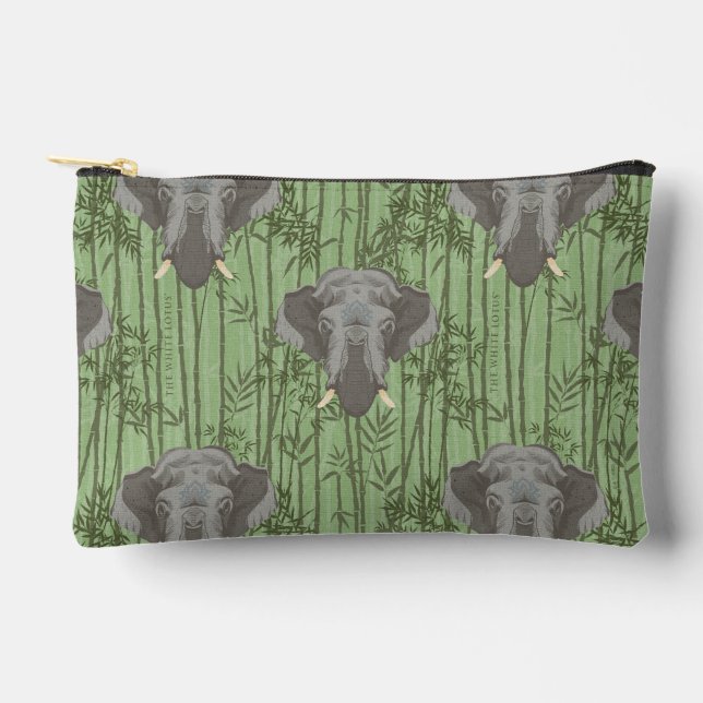 The White Lotus Majestic Elephants Pattern Accessory Pouch (Front)