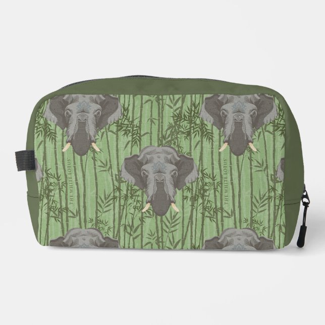 The White Lotus Majestic Elephants Pattern Dopp Kit (Front)