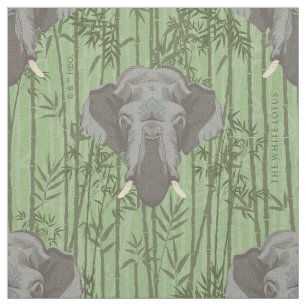 The White Lotus Majestic Elephants Pattern Fabric