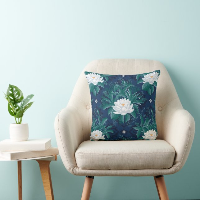 The White Lotus Midnight Lotus Pattern Cushion (Chair)