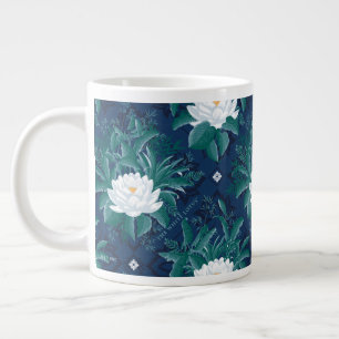 The White Lotus Midnight Lotus Pattern Large Coffee Mug