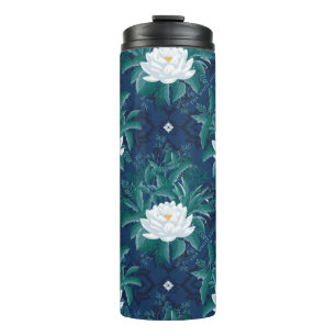 The White Lotus Midnight Lotus Pattern Thermal Tumbler