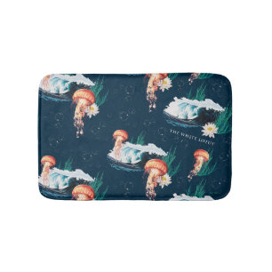 The White Lotus Ocean Jellyfish Pattern Bath Mat