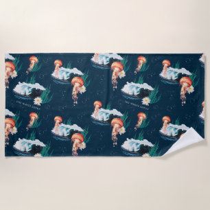 The White Lotus Ocean Jellyfish Pattern Beach Towel