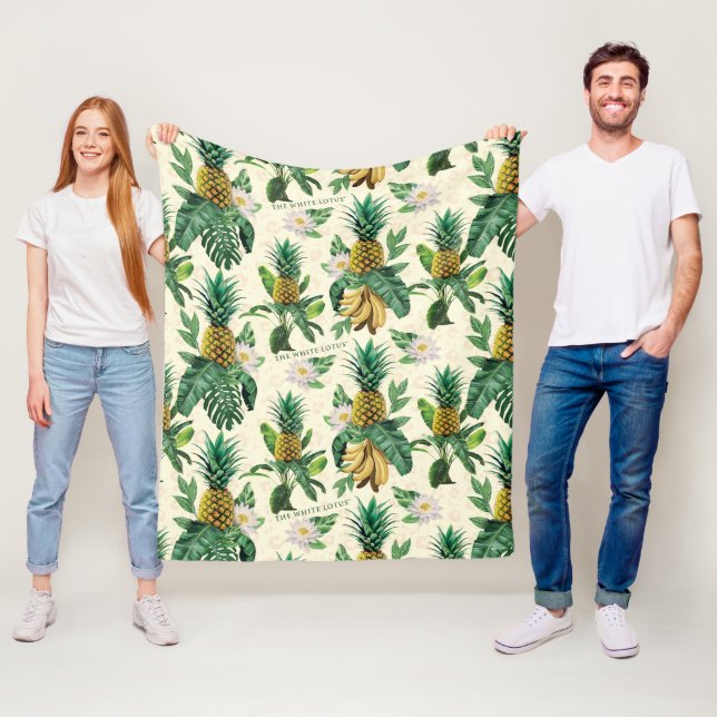 The White Lotus Pineapple Paradise Pattern Fleece Blanket (In Situ)