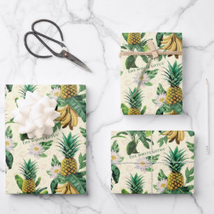 The White Lotus Pineapple Paradise Pattern Wrapping Paper Sheet