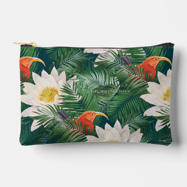 The White Lotus Tropical Birds & Lotus Pattern Accessory Pouch (Front)
