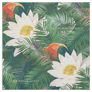 The White Lotus Tropical Birds & Lotus Pattern Fabric