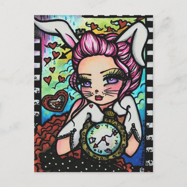 The White Rabbit  Alice Fairy Fantasy Art Girl Postcard (Front)