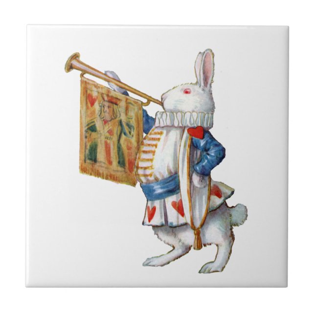 The White Rabbit Blows the Trumpet In Wonderland Tile (Front)