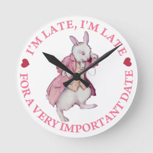 The White Rabbit From Alice in Wonderland Round Clock