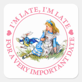 The White Rabbit Rushes By Alice In Wonderland Square Sticker
