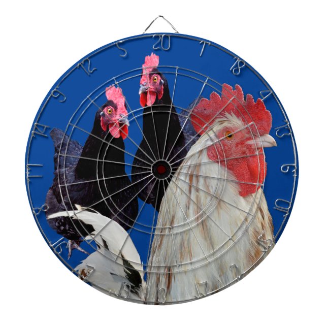  "The White Rooster and His Black Hens" Dartboard (Front)