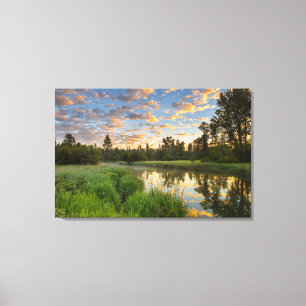The Whitefish River with nice sunrise clouds Canvas Print