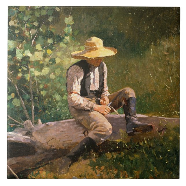 The Whittling Boy (by Winslow Homer) Tile (Front)