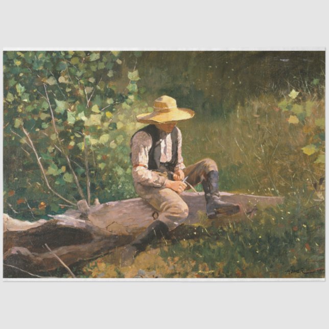 The Whittling Boy (by Winslow Homer) Tissue Paper (Front)