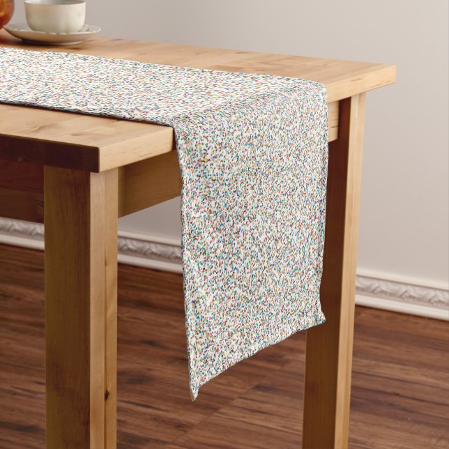 The Whole Rainbow Colourful Speckled Dots Short Table Runner (In Situ)