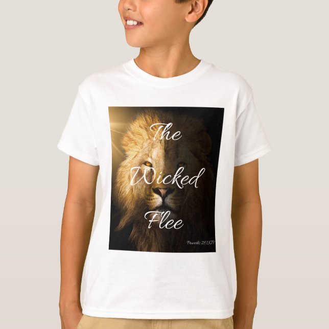 The Wicked Flee Proverbs 28:1 KJV Boy's T-Shirt (Front)