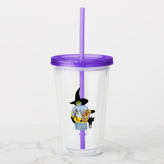 The Wicked Witch Crystal Ball Halloween Acrylic Tumbler (Front)