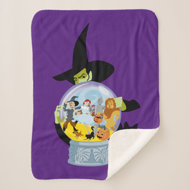 The Wicked Witch Crystal Ball Halloween Sherpa Blanket (Front)
