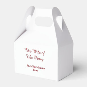 The wife of the party bachelorette party name date favour box