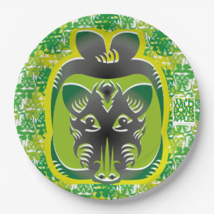 THE WILD BOAR EATS APPLES BY MASANSER PAPER PLATE