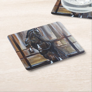 The Wild Horse Painting by Alfred Fox Square Paper Coaster