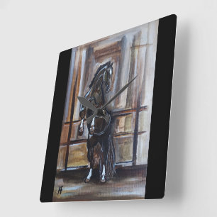 The Wild Horse Painting by Alfred Fox Square Wall Clock