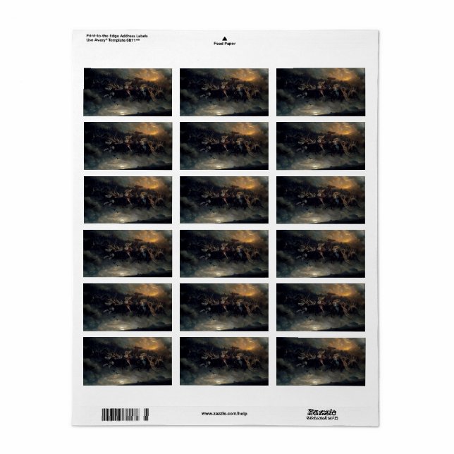 The Wild Hunt Of Odin, 1872 by Peter Nicolai Arbo Label (Full Sheet)