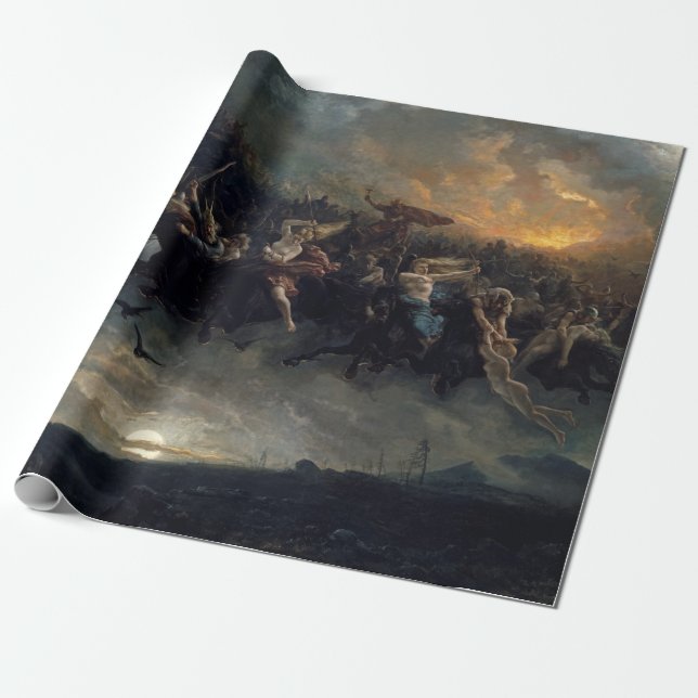 The Wild Hunt Of Odin, 1872 by Peter Nicolai Arbo Wrapping Paper (Unrolled)