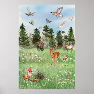 The Wild Life of Forest Animals Poster