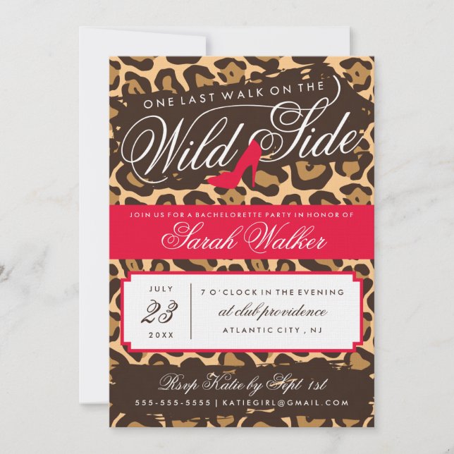 The Wild Side Bachelorette Party Invitation (red) (Front)