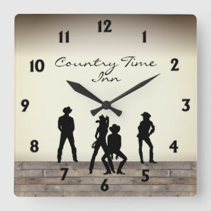 The Wild West Dance Square Wall Clock