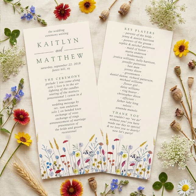 The Wildflower Meadow Wedding Suite - Program Rack Card (Creator Uploaded)