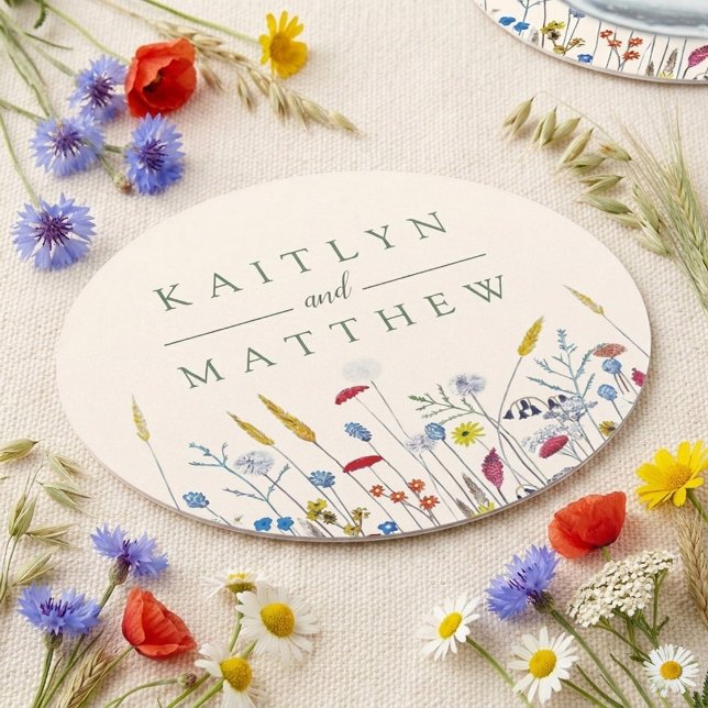 The Wildflower Meadow Wedding Suite - Round Paper Coaster (Creator Uploaded)