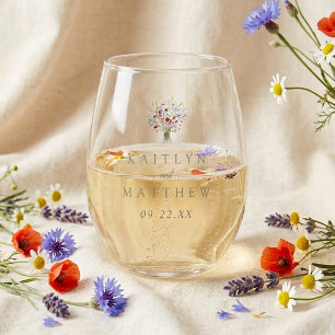 The Wildflower Meadow Wedding Suite - Stemless Wine Glass