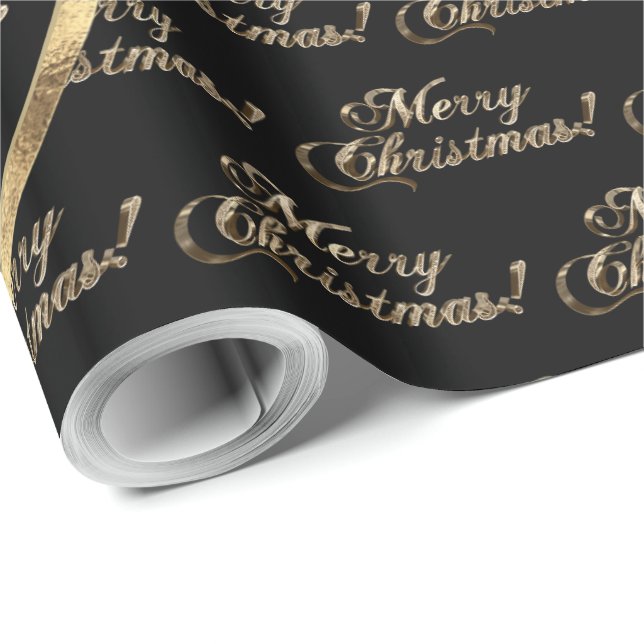 The Williams Family Faux Gold Black Christmas Wrapping Paper (Roll Corner)