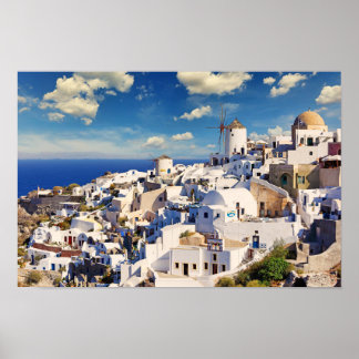 The windmills in Oia of Santorini, Greece Poster