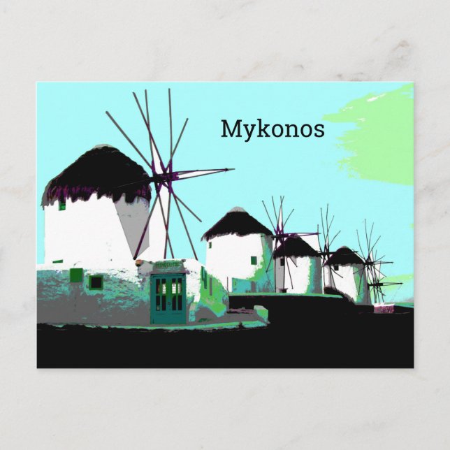 The windmills of Mykonos, Greece Postcard (Front)