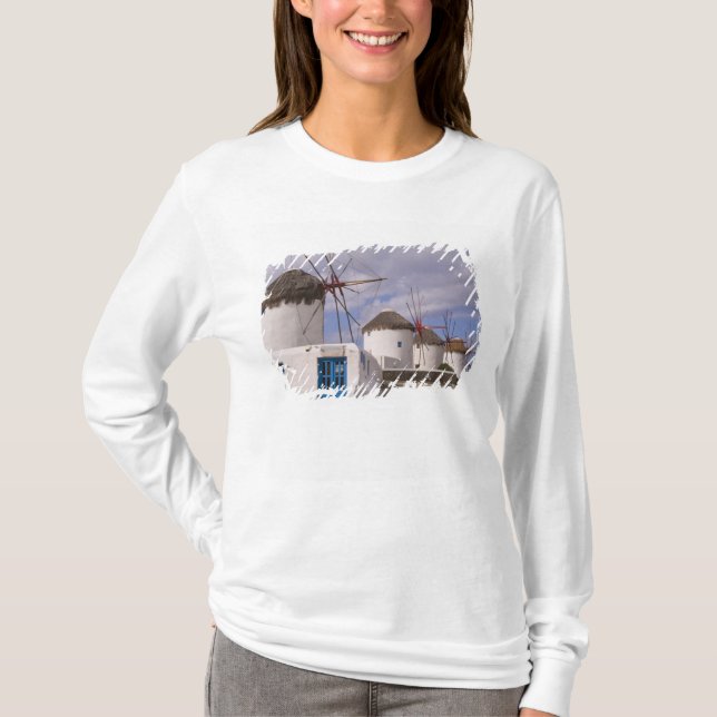 The windmills of Mykonos on the Greek Islands T-Shirt (Front)