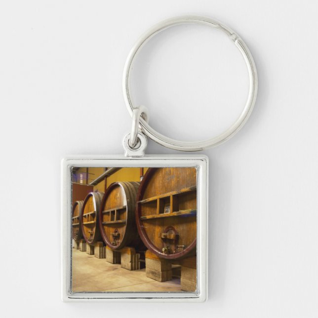 The wine cellar winery with big old wooden casks key ring (Front)