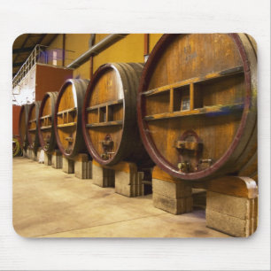 The wine cellar winery with big old wooden casks mouse pad