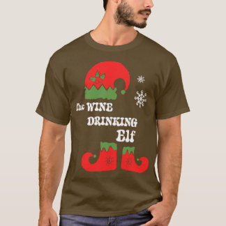 The Wine Drinking Elf  Christmas Elf Tee Family Ma