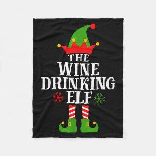 The Wine Drinking Elf Funny Matching Family Christ Fleece Blanket