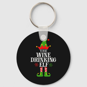 The Wine Drinking Elf Funny Matching Family Christ Key Ring