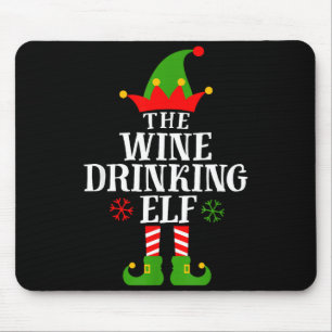 The Wine Drinking Elf Funny Matching Family Christ Mouse Pad