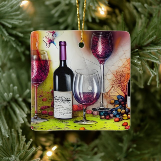 The Wine Tasting Colourful Personalised Ceramic Ornament (Tree)