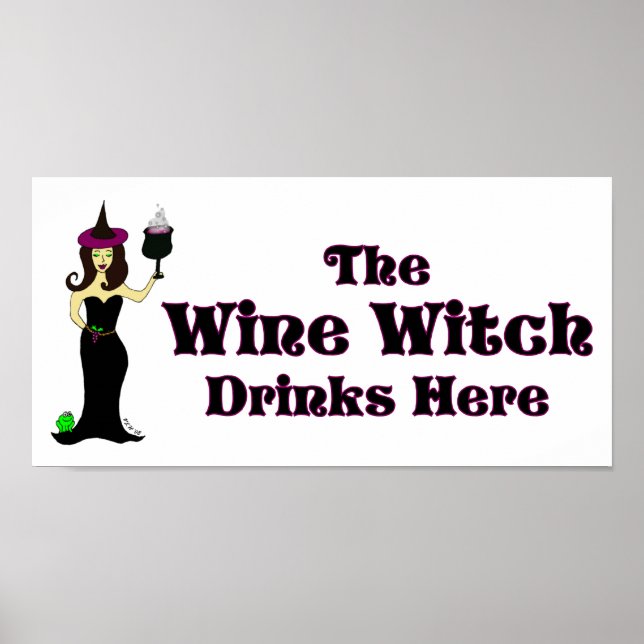"The Wine Witch Drinks Here" Halloween Bar Poster (Front)
